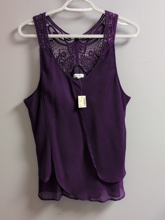 Reitmans Tops - Reitmans Purple Short Sleeve Blouse Multilayer Lace Style Top Purple Violet